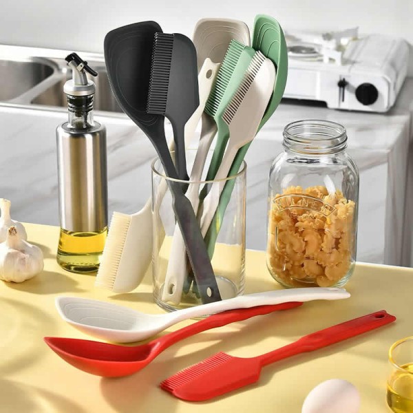 Versatile Silicone spoon multi-purpose grip comfortable non-slip kitchen utensils mixing tableware scraping brush