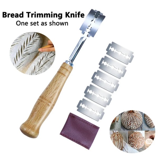 Non-stick Wood Bread Cutter French Blades Kitchen Gadgets Long Handle Baking Accessory European Style Curved Arch Toast Knife