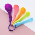 Ergonomic Handle Colorful Measuring Spoon Set Scale Plastic Graduated Scoops Baking Kitchen Cooking