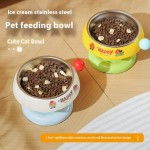 High Quality Cute Cartoon Elevated Pet Bowl Stainless Steel Neck Protection Anti-Choking Non-Slip Feeder Supplies