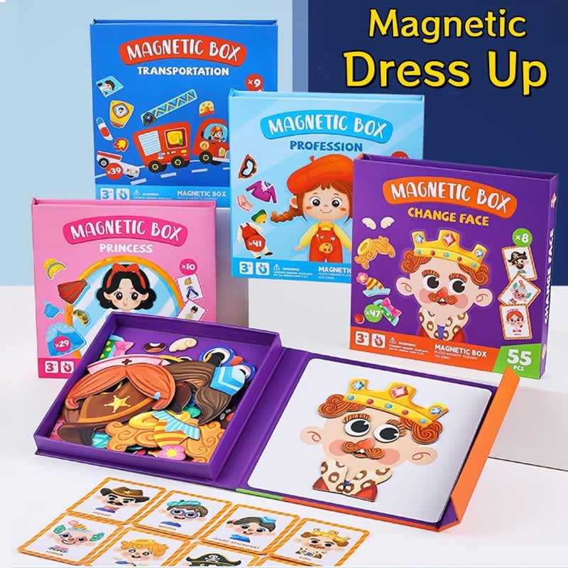 Non-toxic Magnetic Sticker DIY Character Face-Changing Toy Early Education Puzzle Kids Princess Dress Up Matching Game Career Pretend Play