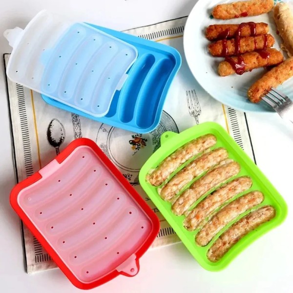 Space-saving Healthy Bake Silicone Sausage Mould Convenient Exhaust Food Grade Easy Release Thickened Lid Baby Supplemen Tools