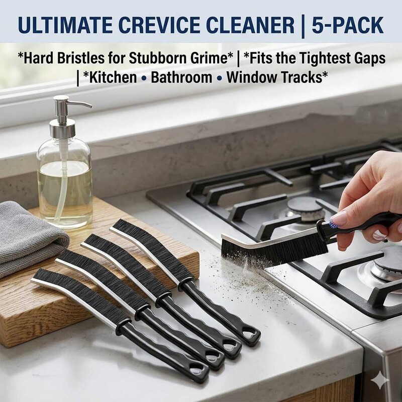 Versatile Ultra-Stiff Bristles Gap Cleaning Brush Heavy Duty Crevice Tool Ergonomic Handle Slim Grout Deep Tile Lines Shower Corner Sink