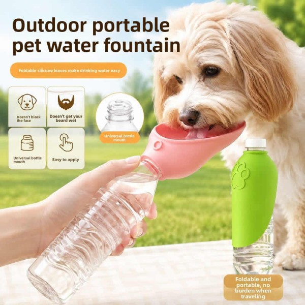 Breathable Portable Pet Outdoor Drinking Water Cup Dog Silicone Foldable Leaf Universal Bottle Mouth Travel Cat Dispenser
