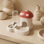 Premium Mushroom Pet Automatic Feeder Large Capacity Gravity Refill Cat Water Dispenser Moisture-proof Dry Wet Separation