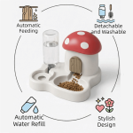 Premium Mushroom Pet Automatic Feeder Large Capacity Gravity Refill Cat Water Dispenser Moisture-proof Dry Wet Separation