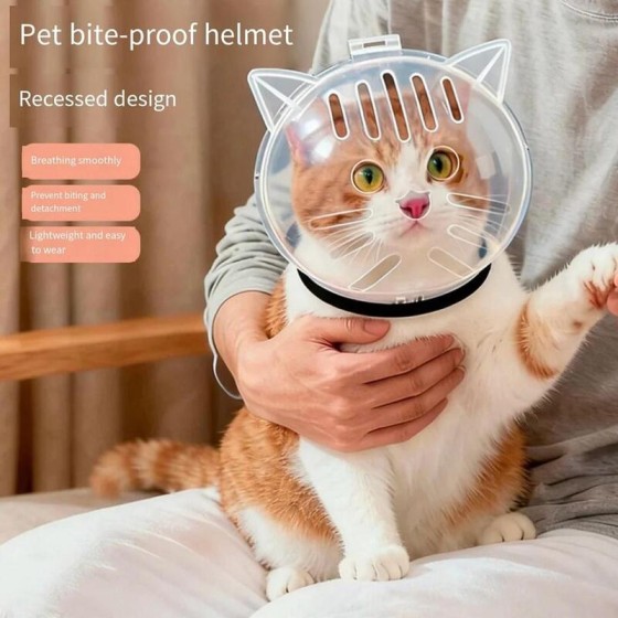 Multi-functional Breathable Sturdy Muzzle Mask Cat Head Cover Space Hood Ball shaped Kitten Protective Helmet Anti-bite Pet Grooming Supplies