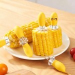 Anti-slip 1Pair Corn Holder Stainless Steel Cob Holders Skewers Home Cooking BBQ Parties Camping