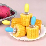 Anti-slip 1Pair Corn Holder Stainless Steel Cob Holders Skewers Home Cooking BBQ Parties Camping