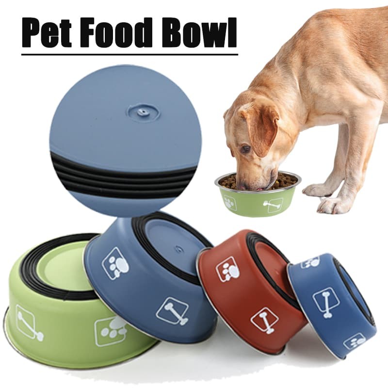Anti-slip Durable Pet Food Bowl Stainless Steel Double-layer Thickened Anti-slip Water Feeder Basin Universal Cats Dogs