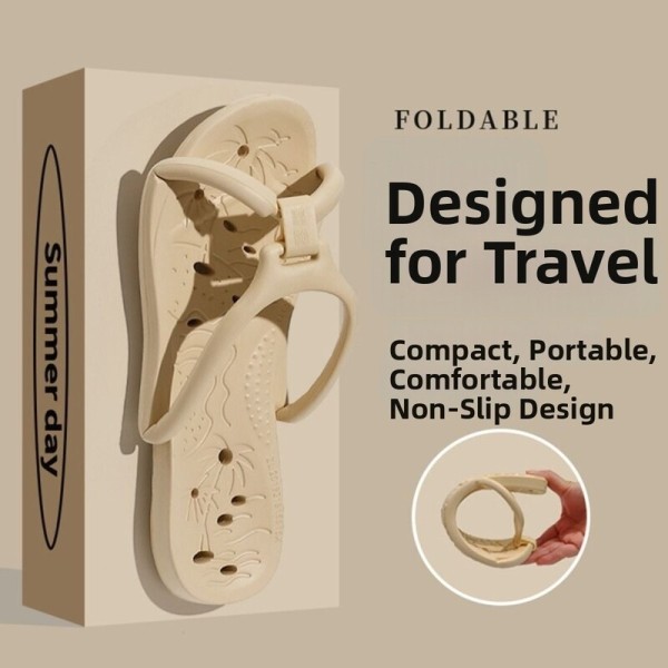 Eco-friendly Non-slip Foldable Travel Slippers Soft Lightweight EVA Hotel Flip Flops Comfortable Flat Heels Bathroom Men Women