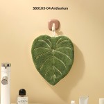 Premium Quality Leaf Hanging Towel Set Coral Fleece Thick Absorbent Kitchen Hand Bathroom Household Use