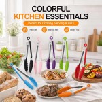 Compact Silicone Kitchen Tongs Heat Resistant BPA-Free Stainless Steel BBQ Grill Food Anti-Slip Cooking Clip Steak