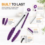 Compact Silicone Kitchen Tongs Heat Resistant BPA-Free Stainless Steel BBQ Grill Food Anti-Slip Cooking Clip Steak