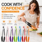 Compact Silicone Kitchen Tongs Heat Resistant BPA-Free Stainless Steel BBQ Grill Food Anti-Slip Cooking Clip Steak