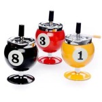 Durable Ash Case Large Windproof Heat Resistant Three Bayonets Lid Fashion Pool Billiard Ball Design Ashtray Ornament Bar