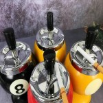 Durable Ash Case Large Windproof Heat Resistant Three Bayonets Lid Fashion Pool Billiard Ball Design Ashtray Ornament Bar