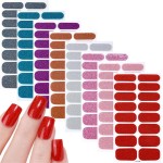 Anti-slip Solid Color Glitter Nail Polish Film Stickers 16-Piece Self-Adhesive Ready-to-Use Decals