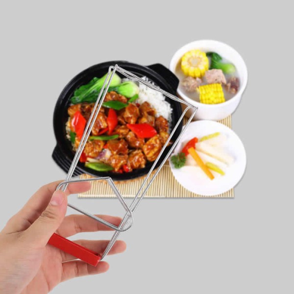 Food Grade Stainless Steel Kitchen Plate Gripper Dish Clamp Tongs Anti-Scald Non-Slip Oven Bowl Clip Essential Tool
