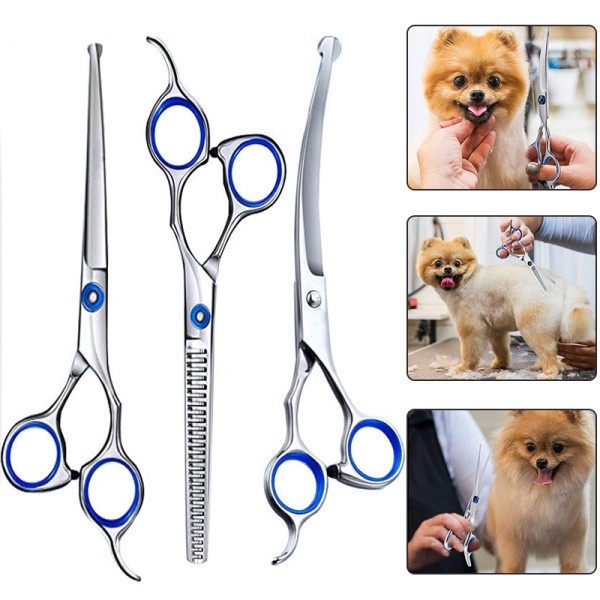 Nickel Free Pet Grooming Scissors Round Head Professional Stainless Steel Dog Hair Durable Shears Animal Cutting Portable Set