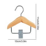 Compact Mini Wooden Hangers Stainless Steel Clips Space-Saving Organizer Pet Clothing Accessories Ideal Small Items