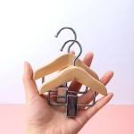 Compact Mini Wooden Hangers Stainless Steel Clips Space-Saving Organizer Pet Clothing Accessories Ideal Small Items