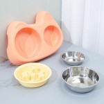 Stylish 2-in-1 Pet Slow Feeder Bowl Double Stainless Steel Bowls Anti-Choking Food Water Dogs Cats