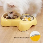 Stylish 2-in-1 Pet Slow Feeder Bowl Double Stainless Steel Bowls Anti-Choking Food Water Dogs Cats