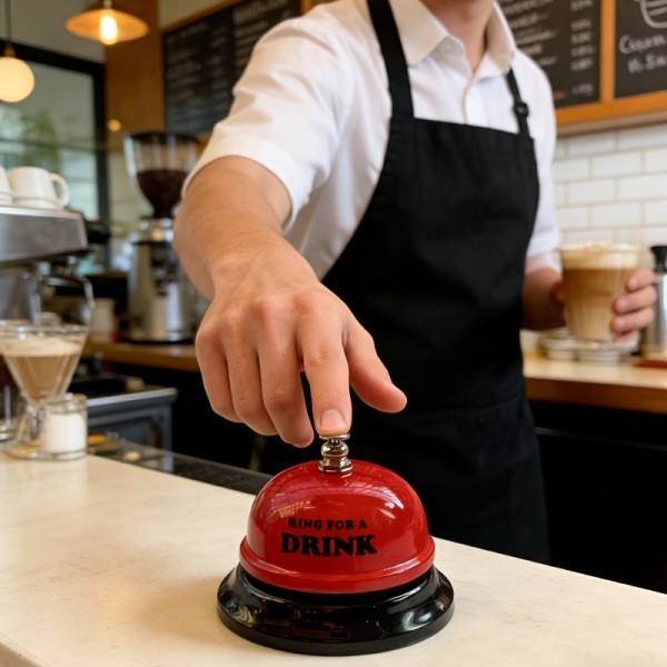 Easy To Clean Novel Beverage Call Bell Desktop Service Durable Iron Clear Ringing Sound Suitable Parties Weddings