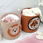 Moisture-proof Adorable Cartoon Animal Felt Storage Bin Kids Toy Organizer Large Capacity Laundry Basket Room Cloth Organizing Baskets