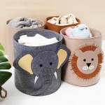 Moisture-proof Adorable Cartoon Animal Felt Storage Bin Kids Toy Organizer Large Capacity Laundry Basket Room Cloth Organizing Baskets