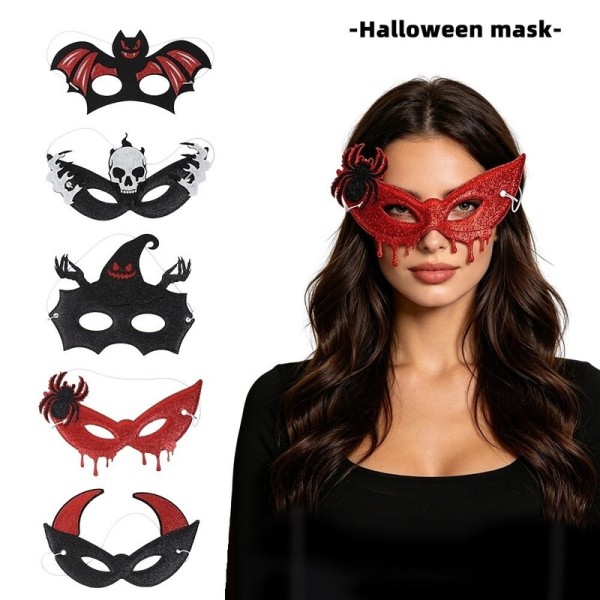 Durable Novelty Skull Half-Face Mask Bat Cosplay Masquerade Spider Fancy Prom Halloween Festival Party Makeup