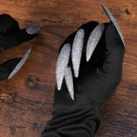 Colorful Halloween Makeup Witch Black Nail Cat Paw Ghost Gloves Cosplay Elastic Satin Stage Performance Women Long Mittens
