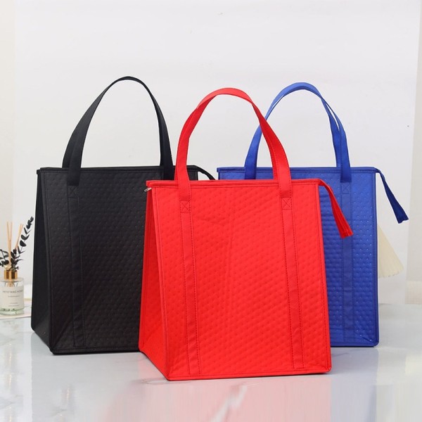 Durable Handheld Cooler Bag Thickened Thermal Non-Woven Foldable School Lunch Grocery Shopping Bbq Trips
