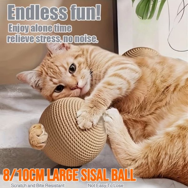 Portable Sisal Cat Toy Ball Large Not Easy Lose Self-Playing Chew Resistant Scratch Interactive Exercise Fun Pet Supply