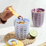 Food Grade Fruit Cup Lid Fork Spoon Bento Salad Container Draining Basket Portable Lunch Box Work Travel