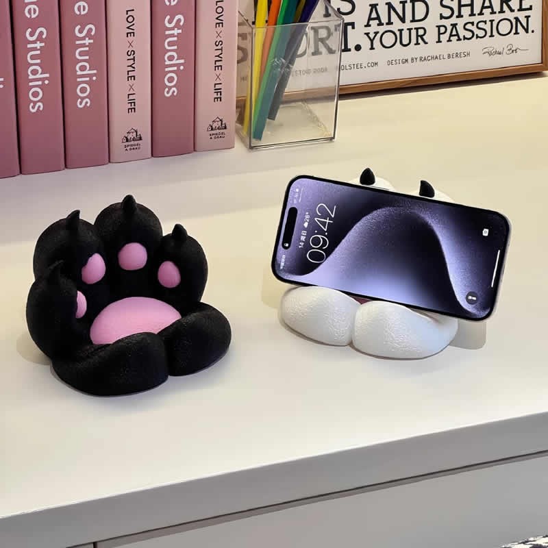 Tangle-free Cute Cat Paw 3D Printed Phone Stand Desktop Stress Relief Holder All Smartphones Tablet Stable Anti Slip Desk Decor