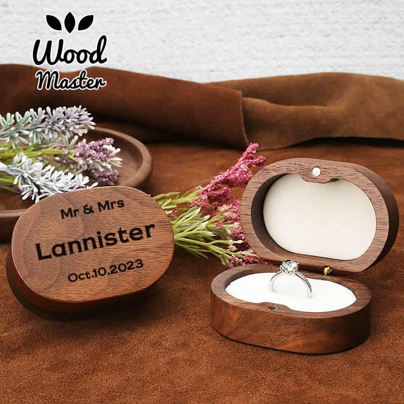 Gift Ready Ring Bearer Box Solid Wood Wedding Ceremony Holder Engraved Name Date Rustic Gift Boy