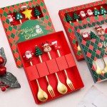 Non-toxic Christmas Decorations Home Table Decor Stainless SpoonsFork Cutlery Set Elk Xmas Tree Year
