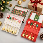 Non-toxic Christmas Decorations Home Table Decor Stainless SpoonsFork Cutlery Set Elk Xmas Tree Year