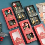 Non-toxic Christmas Decorations Home Table Decor Stainless SpoonsFork Cutlery Set Elk Xmas Tree Year
