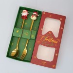 Non-toxic Christmas Decorations Home Table Decor Stainless SpoonsFork Cutlery Set Elk Xmas Tree Year