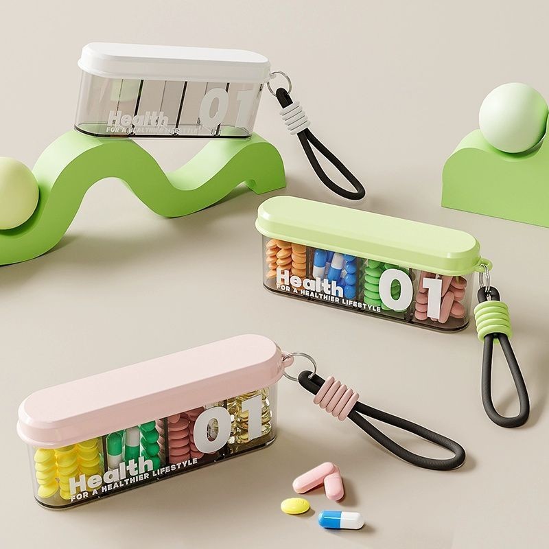 Sleek Portable Pill Dispenser Medicine Storage Box Mini Organizer Three Times Day