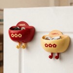 Space-saving Pieces Plastic Yuanbao Magnetic Storage Box Wall Mounted Punch-free Refrigerator Decorative Cute Pen Holder
