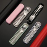 Compact Tableware Set Stainless Steel Korean Spoon Fork Chopsticks Piece Portable Student Outdoor Traveling Pull Out Gift