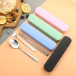 Compact Tableware Set Stainless Steel Korean Spoon Fork Chopsticks Piece Portable Student Outdoor Traveling Pull Out Gift