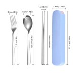 Compact Tableware Set Stainless Steel Korean Spoon Fork Chopsticks Piece Portable Student Outdoor Traveling Pull Out Gift