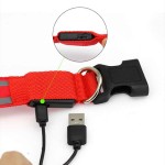 Lightweight USB Rechargeable Button Battery Dog Collar Light Luminous Flashing Glowing Nylon Reflective LED Night Safety Cats