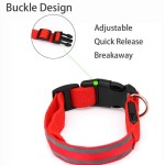 Lightweight USB Rechargeable Button Battery Dog Collar Light Luminous Flashing Glowing Nylon Reflective LED Night Safety Cats