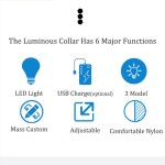 Lightweight USB Rechargeable Button Battery Dog Collar Light Luminous Flashing Glowing Nylon Reflective LED Night Safety Cats